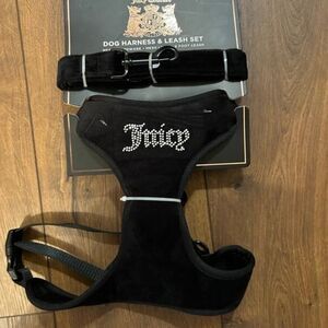 Juicy couture black dog leash and harness set size large